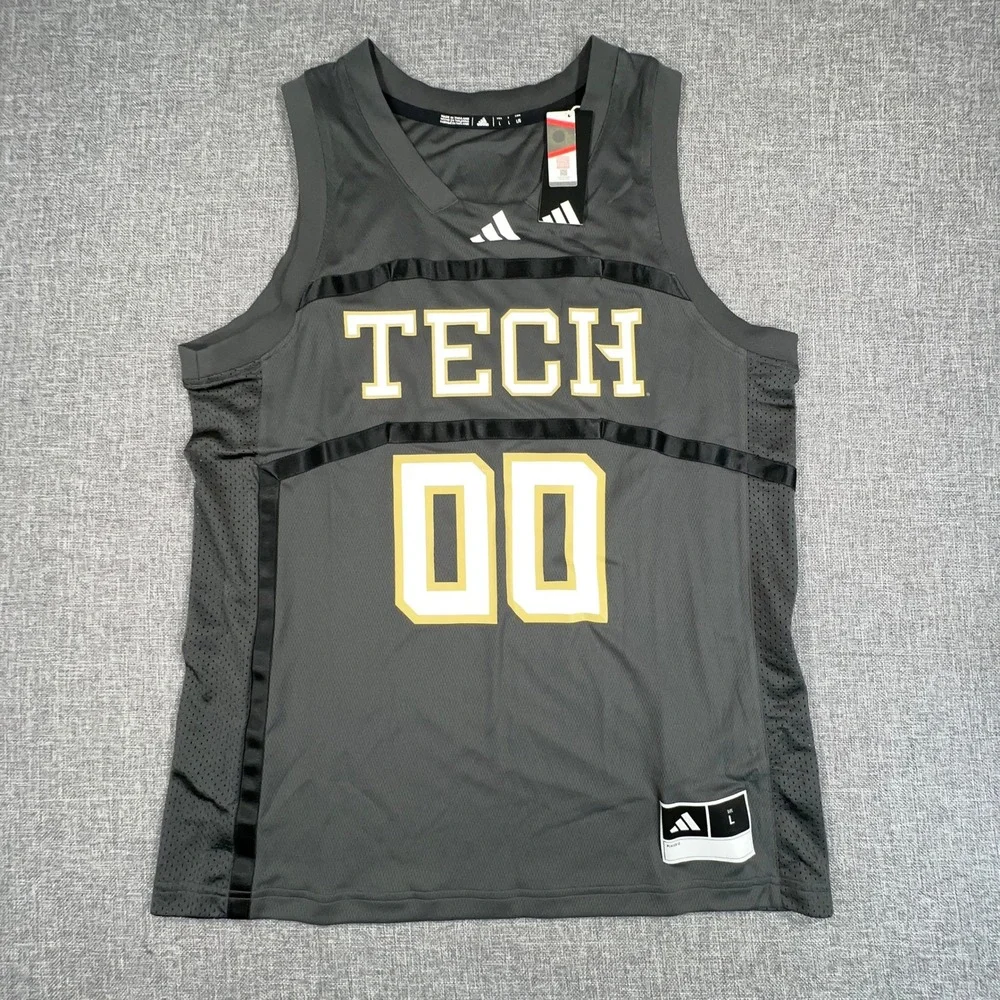Adidas Georgia Tech #00 Swingman Basketball Jersey Mens Large Gray NCAA NEW